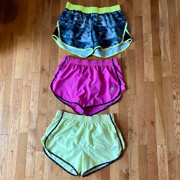 Nike Pants - Nike Dri-Fit Running Shorts - pink & yellow and Champion tie dye running shorts